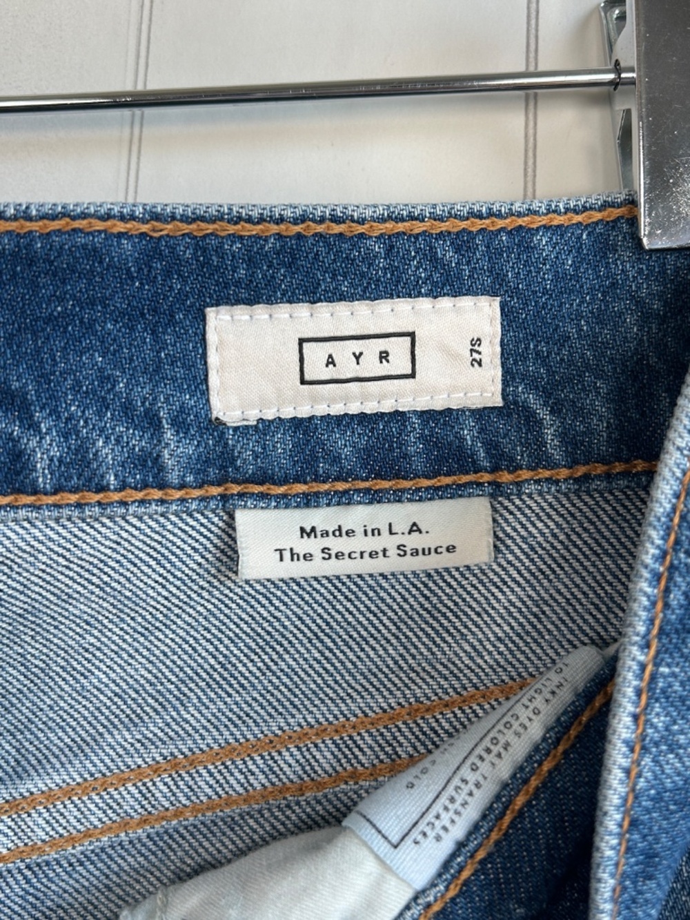 AYR size 27S The Secret Sauce Jeans blue medium wash straight loose leg FLAWED - Picture 7 of 11